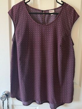 Merona Purple Geometric Print Sleeveless Blouse Keyhole Back XL